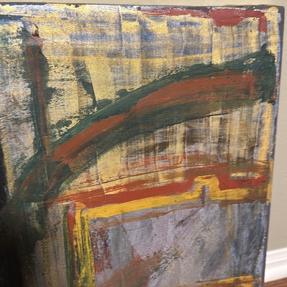 Original abstract painting artwork signed artist Diego DeLuca 1999, 19” square - Picture 3 of 8